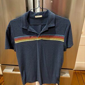 Marine Layer SS Terry Out Stripe Polo Shirt (Navy)